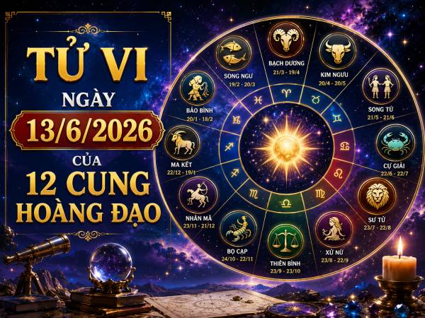 Tổng quan vận trình tử vi ngày 13/6/2026 thứ 7 12 cung hoàng đạo
